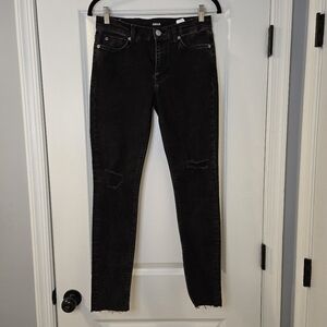 Hudson Jeans Natalie Midrise Super Skinny Ankle Raw Hem, Black, SIZE: 27